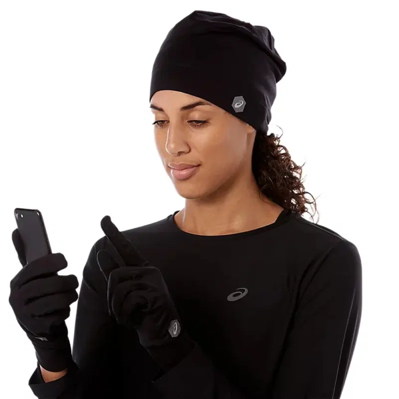 Asics RUNNING PACK Комплект беговой (Шапка + Перчатки) Черный