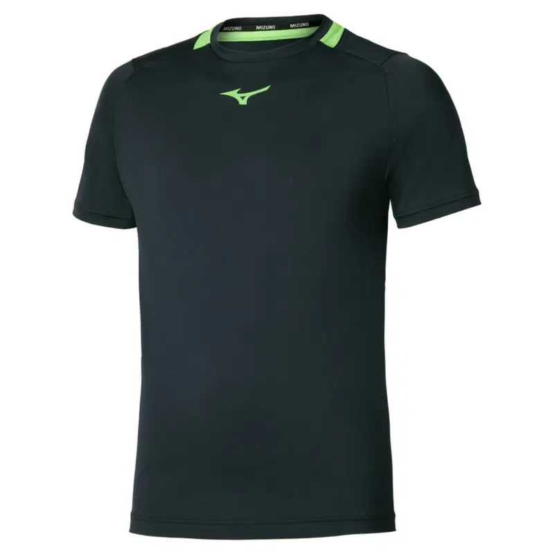 Mizuno LOGO T-SHIRT Футболка теннисная Черный/Зеленый