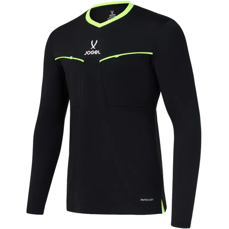 Jögel DIVISION PERFORMDRY REFEREE LS TEE 2.0 Футболка судейская с длинным рукавом Черный/Салатовый
