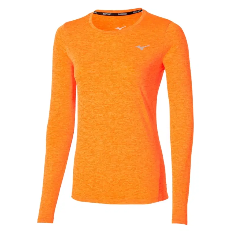 Mizuno CORE IMPULSE LS TEE (W) Лонгслив беговой женский Оранжевый