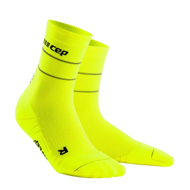CEP REFLECTIVE MID CUT COMPRESSION SOCKS (W) Компрессионные носки женские Ярко-желтый