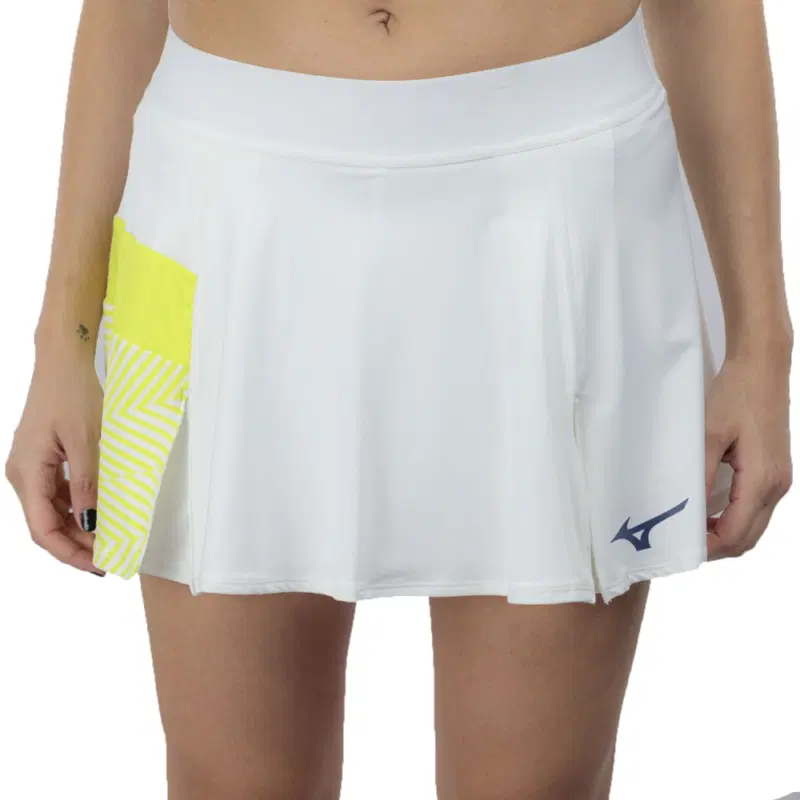 Mizuno STRAGAZER FLYING SHORT (W) Юбка теннисная женская Белый/Желтый