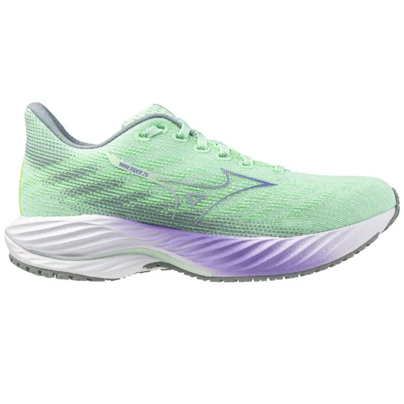 Mizuno WAVE RIDER 28 (W) Кроссовки беговые женские Зеленый/Фиолетовый