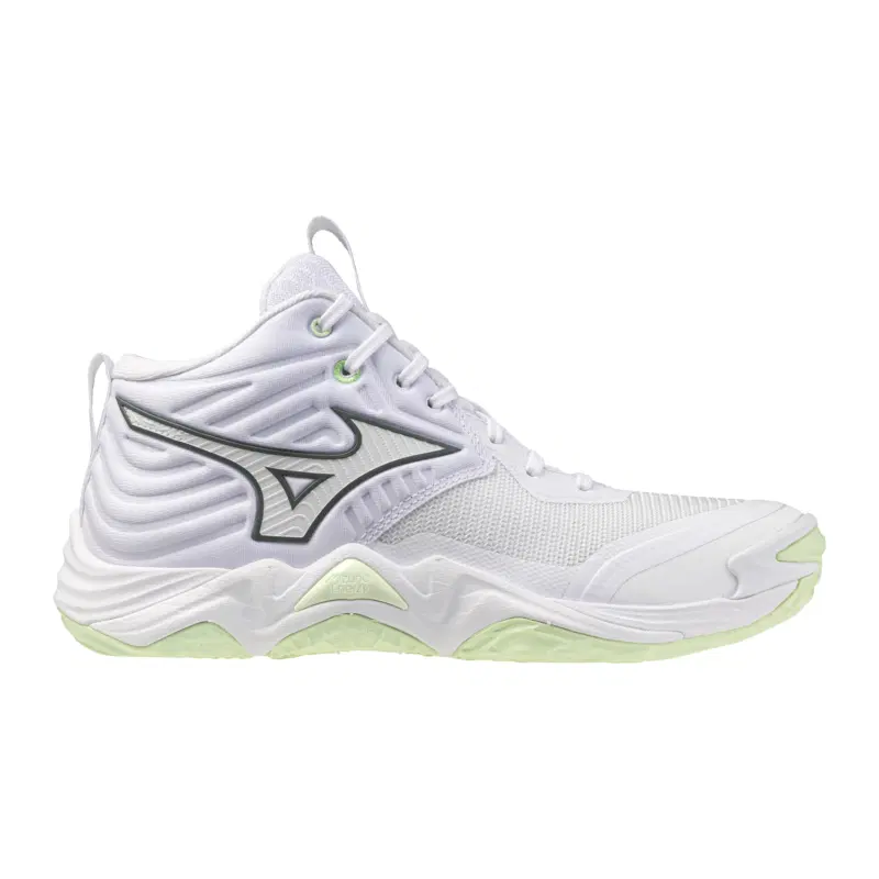Mizuno WAVE MOMENTUM ELITE MID (W) Кроссовки волейбольные женские Белый/Серый/Зеленый