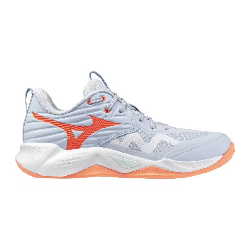 Mizuno WAVE MOMENTUM PRO (W) Кроссовки волейбольные женские Голубой/Коралловый