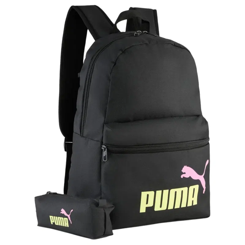 Puma PHASE BACKPACK SET Рюкзак спортивный Черный/Лимонный/Розовый