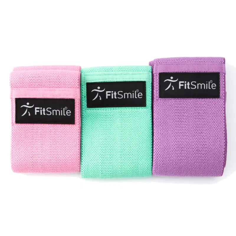 FitSmile 8707001 Набор фитнес резинок Фиолетовый/Мятный/Розовый