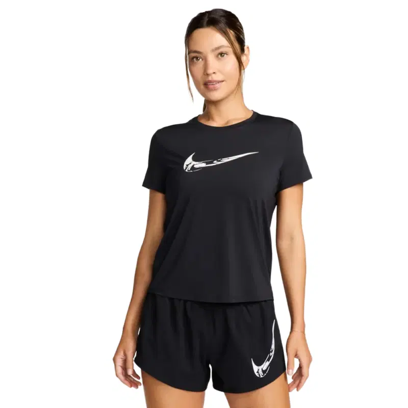 Nike ONE DRI-FIT SHORT-SLEEVE GRAPHIC RUNNING TOP Футболка беговая женская Черный