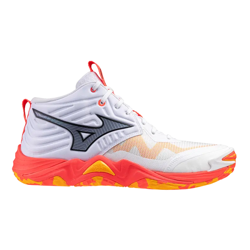 Mizuno WAVE MOMENTUM ELITE MID Кроссовки волейбольные Белый/Оранжевый