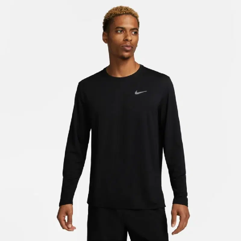 Nike MILER MEN'S DRY-FIT UV LONG-SLEEVE RUNNING TOP Лонгслив беговой Черный