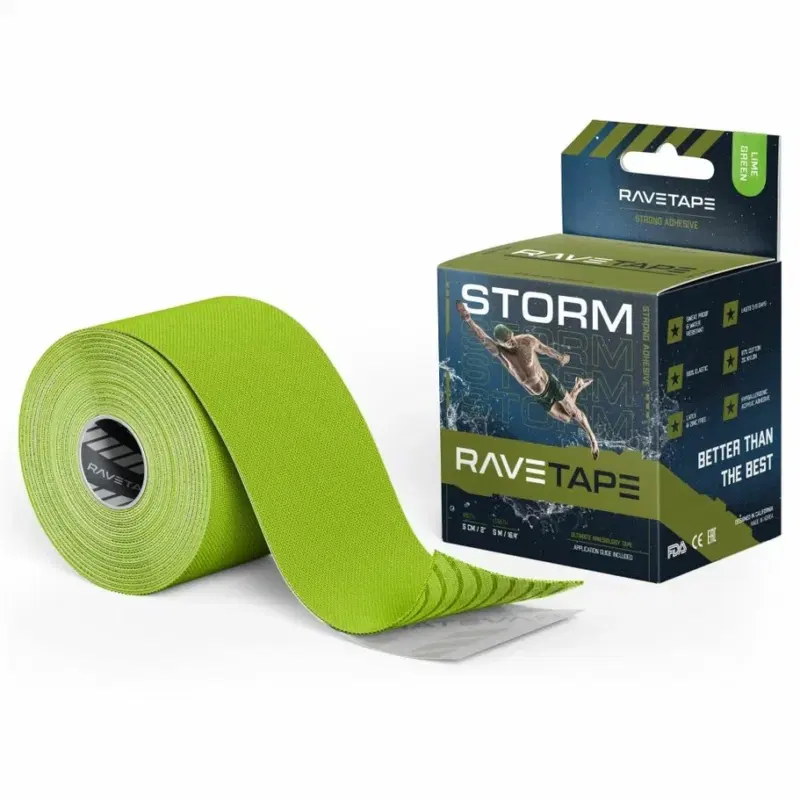 RaveTape STORM 5см×5м Кинезиотейп Лайм