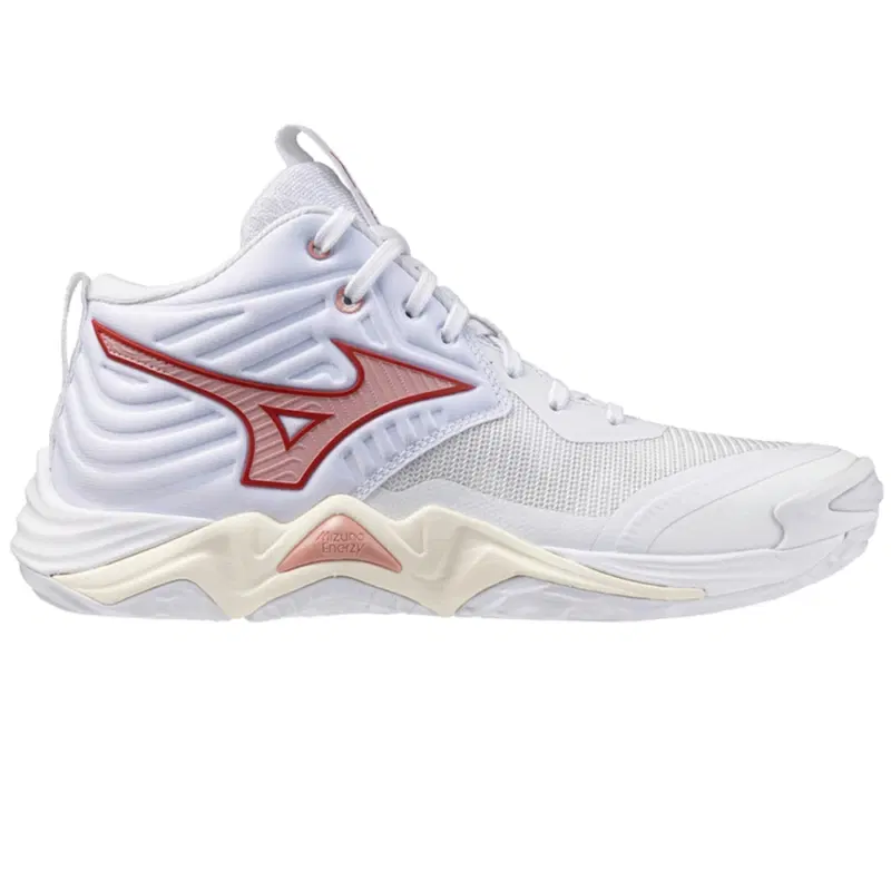 Mizuno WAVE MOMENTUM ELITE MID (W) Кроссовки волейбольные женские Белый/Красный