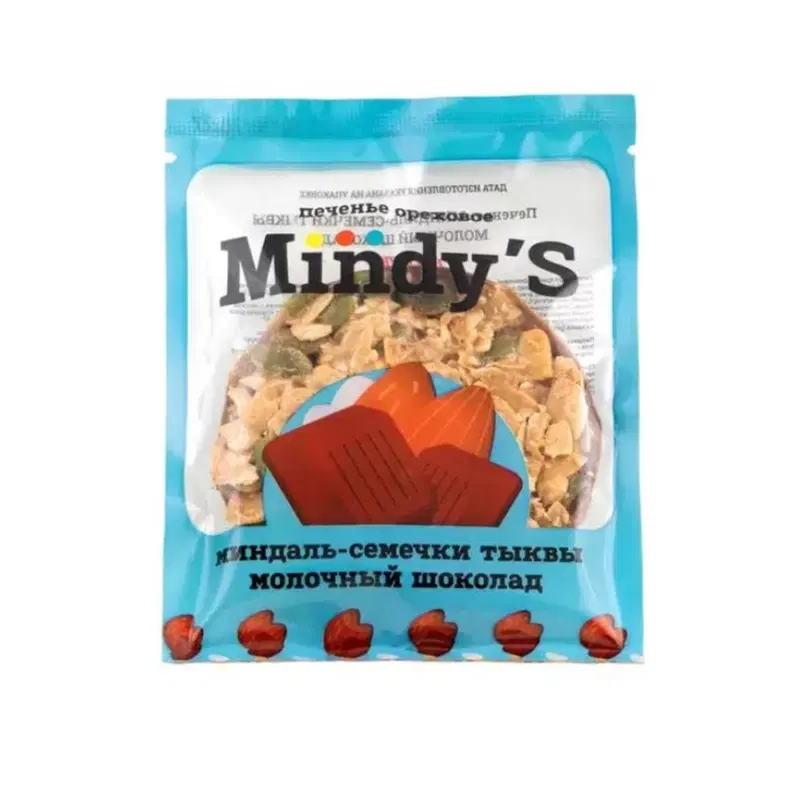 Mindy'S Печенье ореховое энергетическое 30г Миндаль-Семечки тыквы-Молочный шоколад