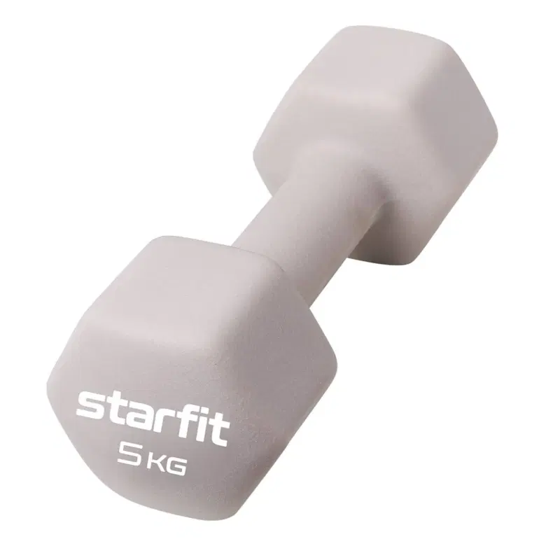 Starfit DB-201 5 КГ Гантель неопреновая Тепло-серый пастель