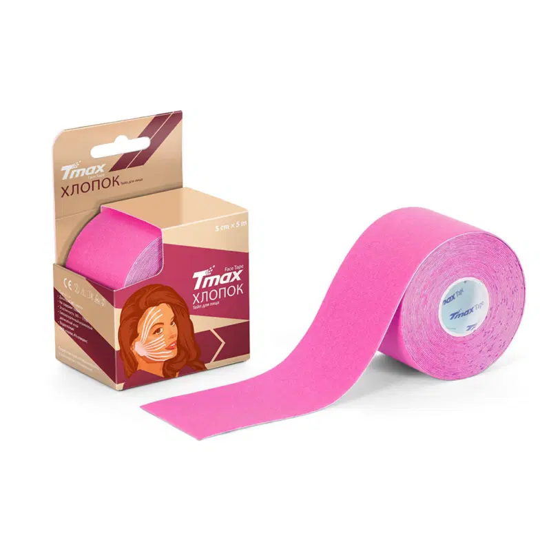 Tmax BEAUTY TAPE ХЛОПОК 5см×5м Кинезиотейп Розовый