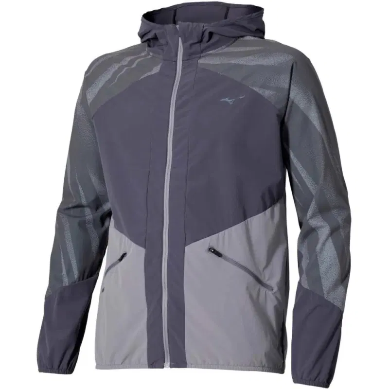 Mizuno ACTIVE ALPHA HODDED JACKET "ODYSSEY GRAY" Куртка беговая ветрозащитная Серый