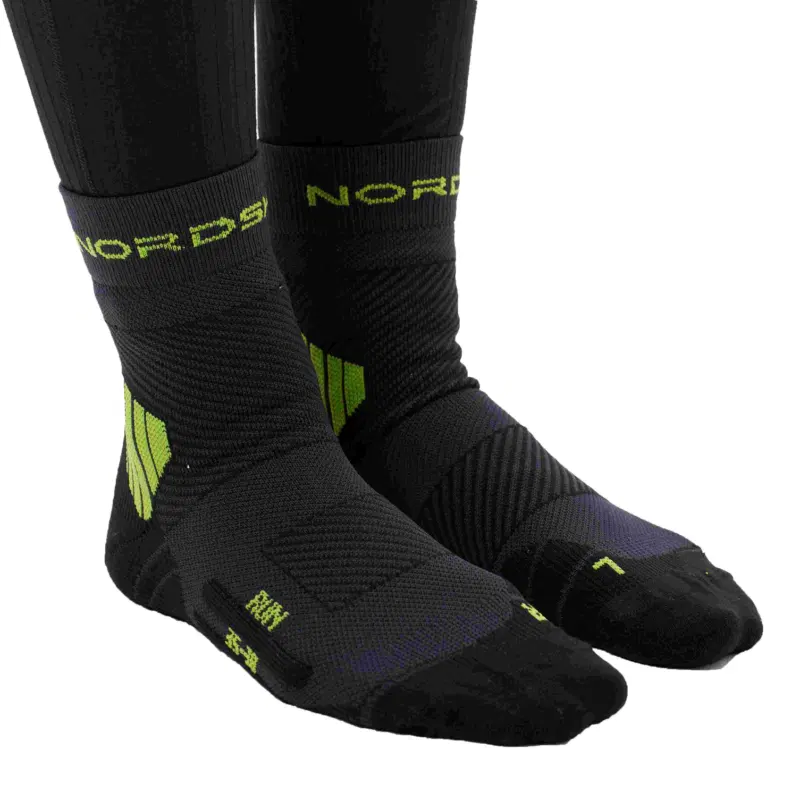 Nordski RUN ALL YEAR BLACK/LIME Носки высокие Черный/Зеленый