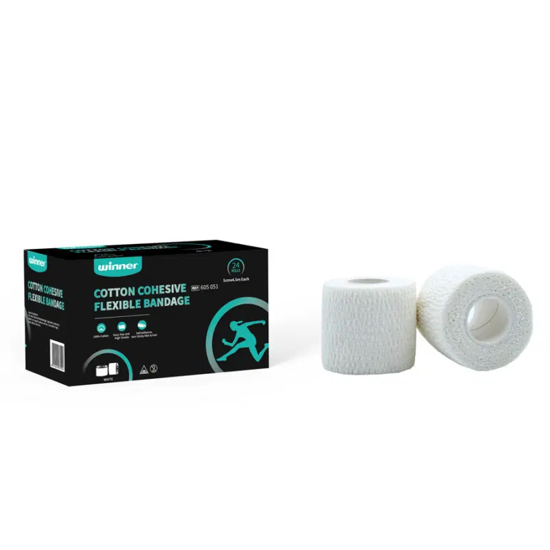 Winner COTTON COHESIVE FLEXIBLE BANDAGE 5см x 4,5м Тейп спортивный когезивный Белый
