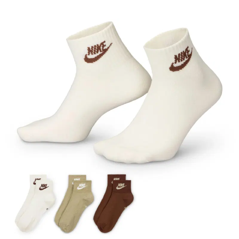 Nike EVERYDAY ESSENTIAL ANKLE Носки беговые (3 пары) Белый/Светло-коричневый/Коричневый