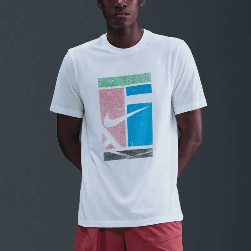Nike COURT DRI-FIT Футболка теннисная Белый/Голубой