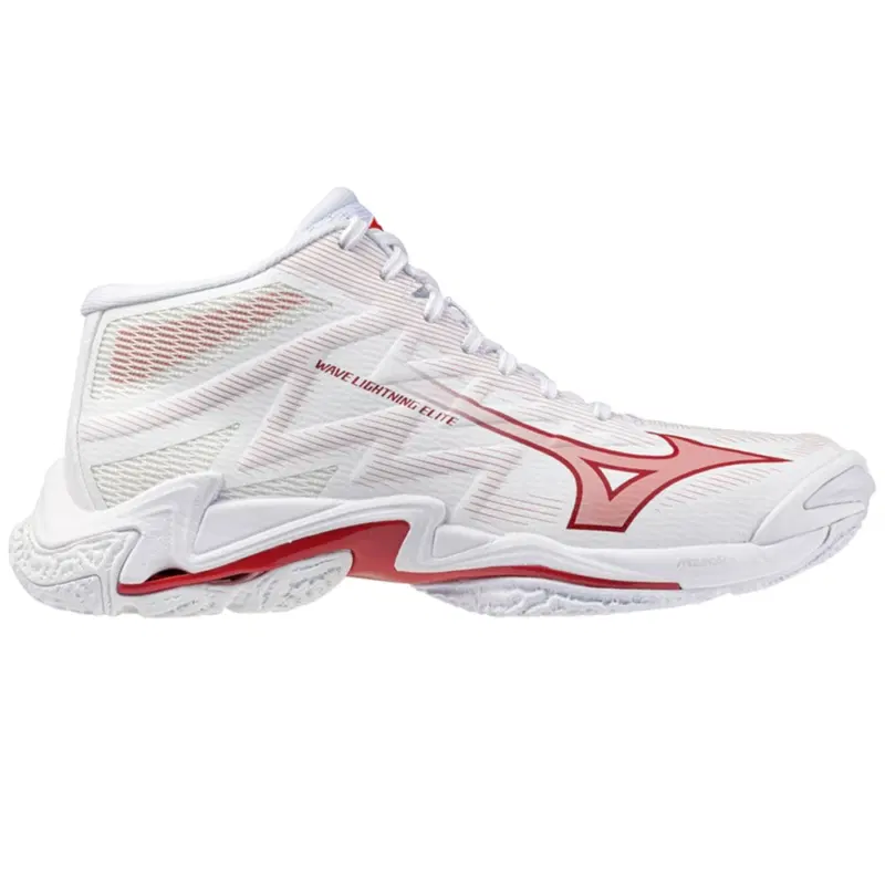 Mizuno WAVE LIGHTNING ELITE MID (W) Кроссовки волейбольные женские Белый/Красный