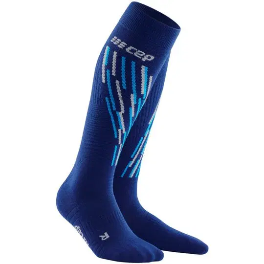 CEP SKI THERMO TALL COMPRESSION SOCKS Компрессионные гольфы для катания на лыжах Темно-синий/Голубой