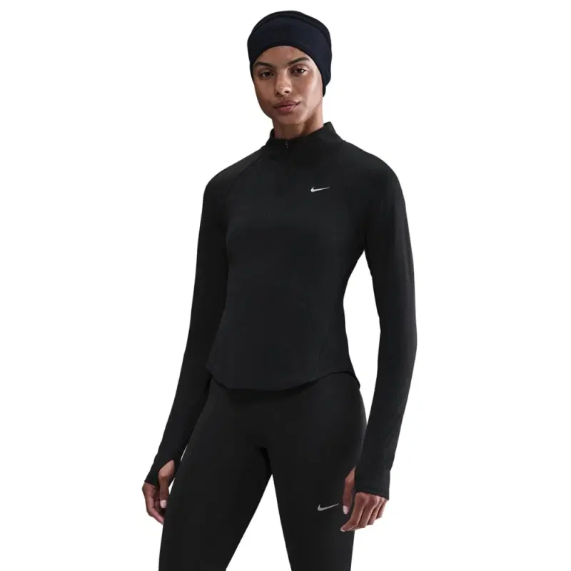 Nike TEMPO SWOOSH RUN 1/4 ZIP RUNNING TOP Лонгслив беговой женский Черный