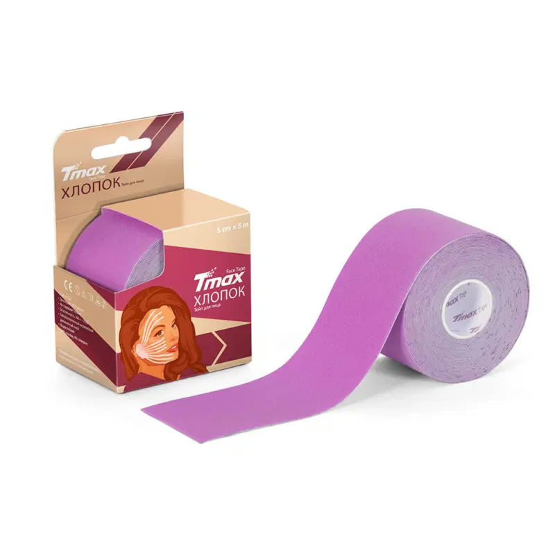 Tmax BEAUTY TAPE ХЛОПОК 5см×5м Кинезиотейп Сиреневый