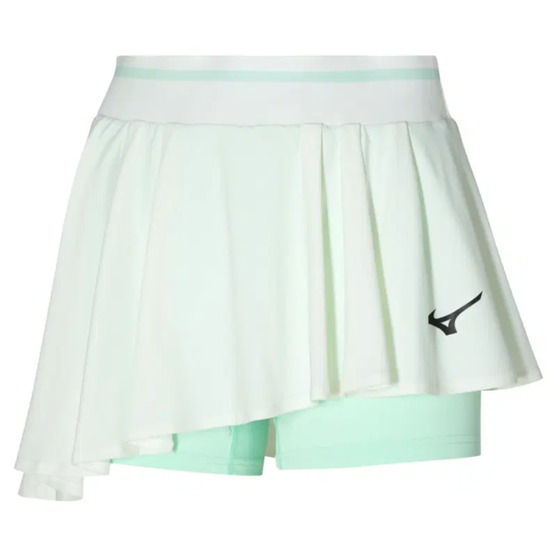 Mizuno FRONTIER FLYING SKIRT (W) Юбка теннисная женская Белый/Зеленый