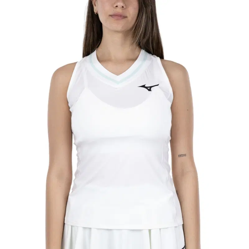 Mizuno FRONTIER TANK (W) Майка теннисная женская Белый/Голубой