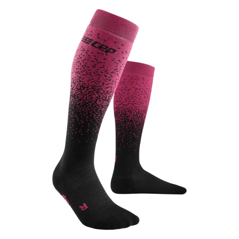 CEP SKI SNOWFALL TALL COMPRESSION SOCKS (W) Компрессионные гольфы для катания на лыжах женские Розовый/Черный