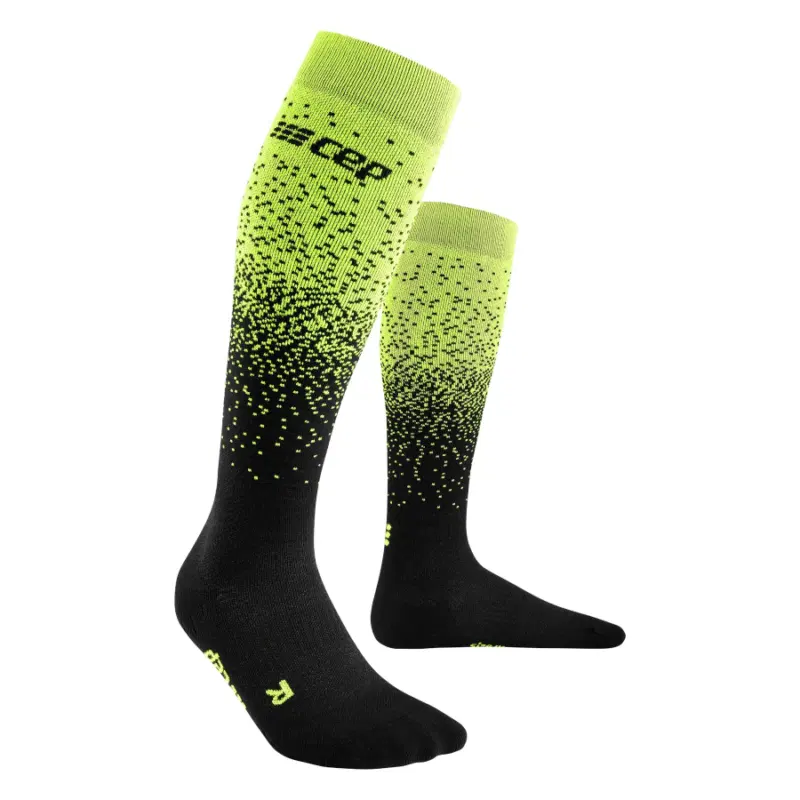 CEP SKI SNOWFALL TALL COMPRESSION SOCKS Компрессионные гольфы для катания на лыжах Зеленый/Черный