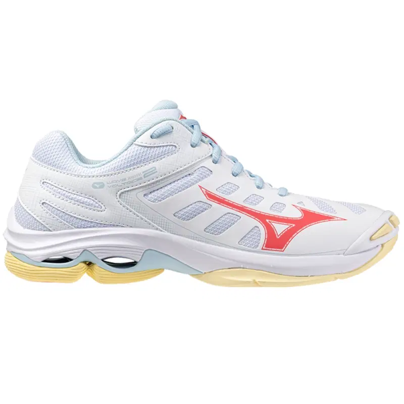 Mizuno WAVE VOLTAGE 2 (W) Кроссовки волейбольные женские Белый/Оранжевый
