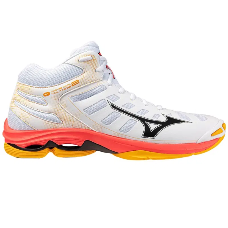 Mizuno WAVE VOLTAGE 2 MID Кроссовки волейбольные Белый/Оранжевый