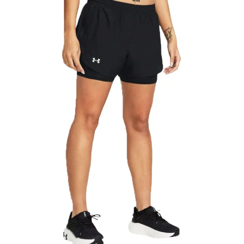 Under Armour FLY-BY 2IN1 (W) Шорты беговые 2 в 1 женские Черный/Белый