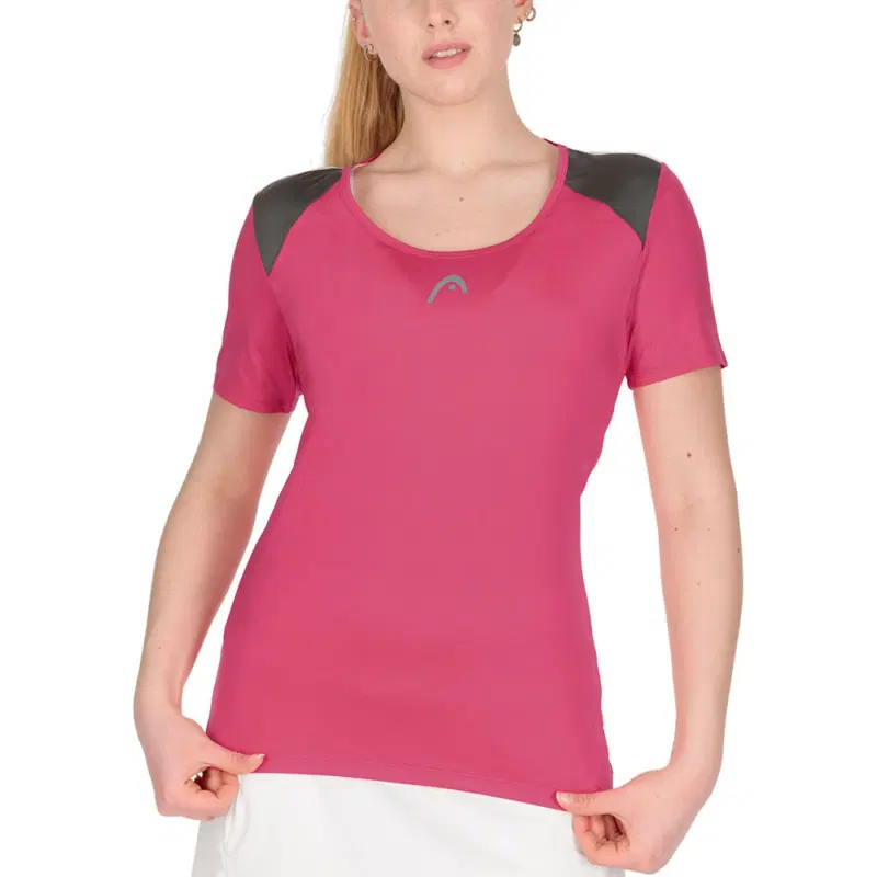 Head CLUB 22 T-SHIRT (W) Футболка теннисная женская Розовый/Черный