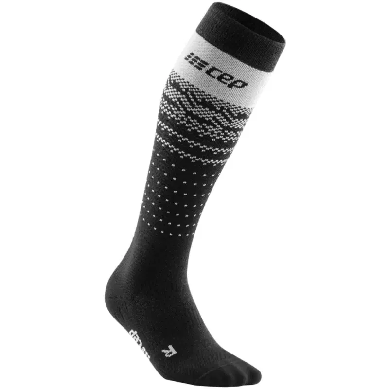 CEP SKI THERMO MERINO TALL COMPRESSION SOCKS (W) Компрессионные гольфы с шерстью мериноса для катания на лыжах женские Черный/Серый