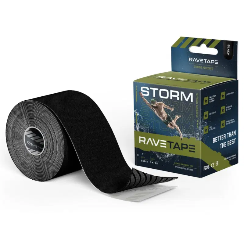 RaveTape STORM 5см×5м Кинезиотейп Черный