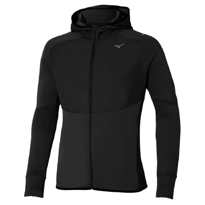 Mizuno WARMALITE HYBRID FZ "BLACK" Утепленный лонгслив с капюшоном Черный