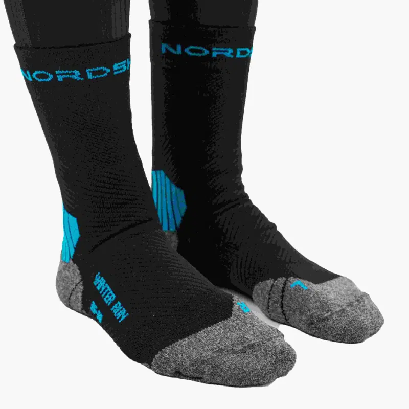 Nordski WINTER RUN BLACK/LIGHT BLUE Термоноски Черный/Голубой
