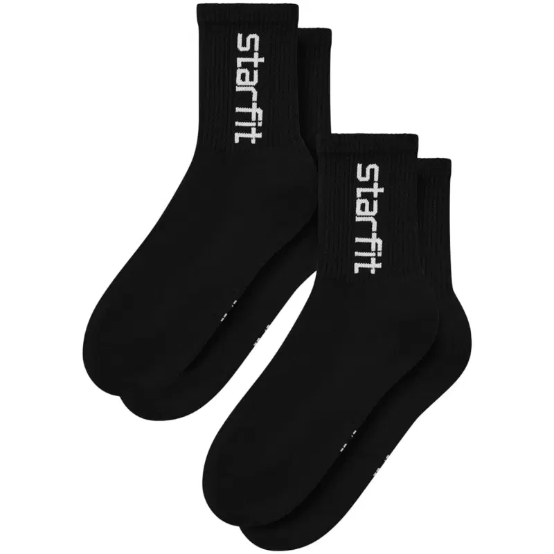 Starfit CREW Носки спортивные высокие (2 пары) Черный/Белый