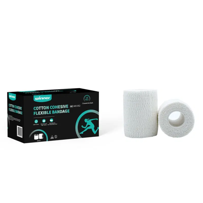 Winner COTTON COHESIVE FLEXIBLE BANDAGE 7,5см x 4,5м Тейп спортивный когезивный Белый