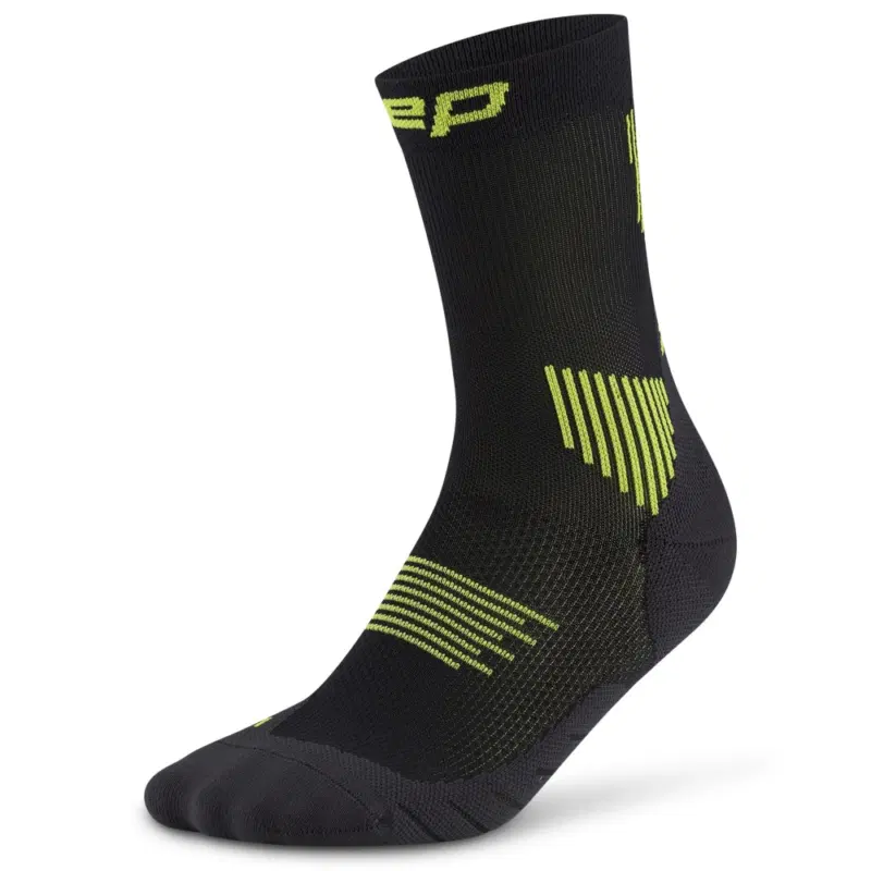 CEP CORE RUN COMPRESSION MID CUT SOCKS 5.0 (W) Компрессионные носки женские Черный/Салатовый