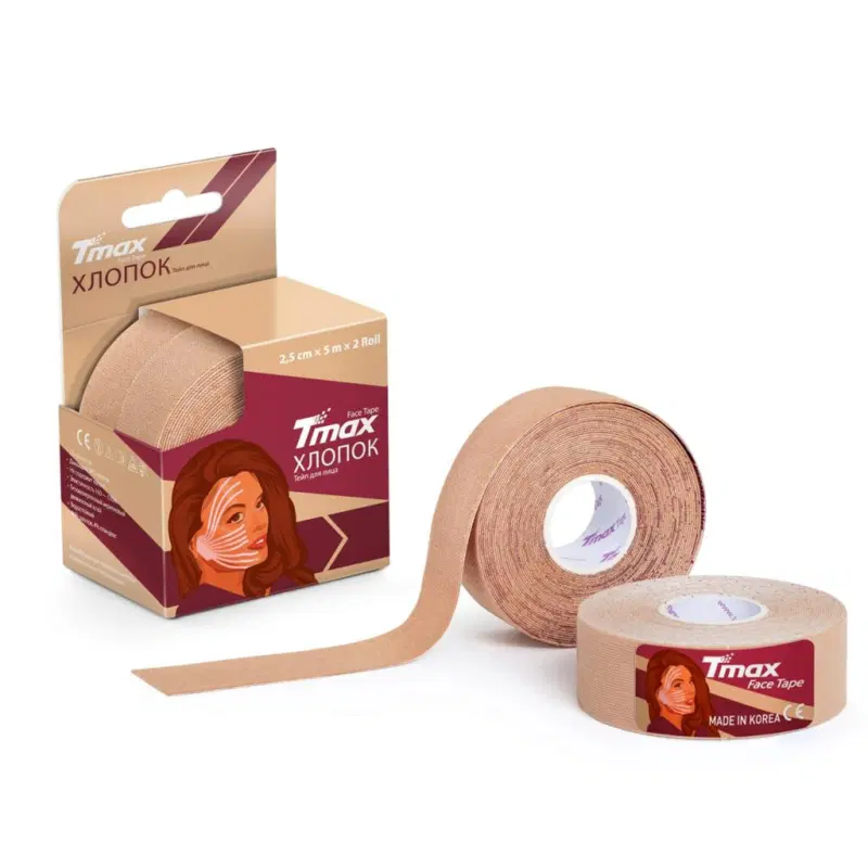 Tmax BEAUTY TAPE ХЛОПОК 2.5см×5м Кинезиотейп Телесный (2 рулона)