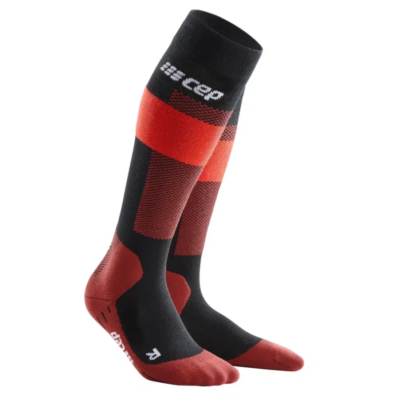 CEP SKI MERINO TALL COMPRESSION SOCKS (W) Компрессионные гольфы с шерстью мериноса для горнолыжного спорта женские Черный/Красный