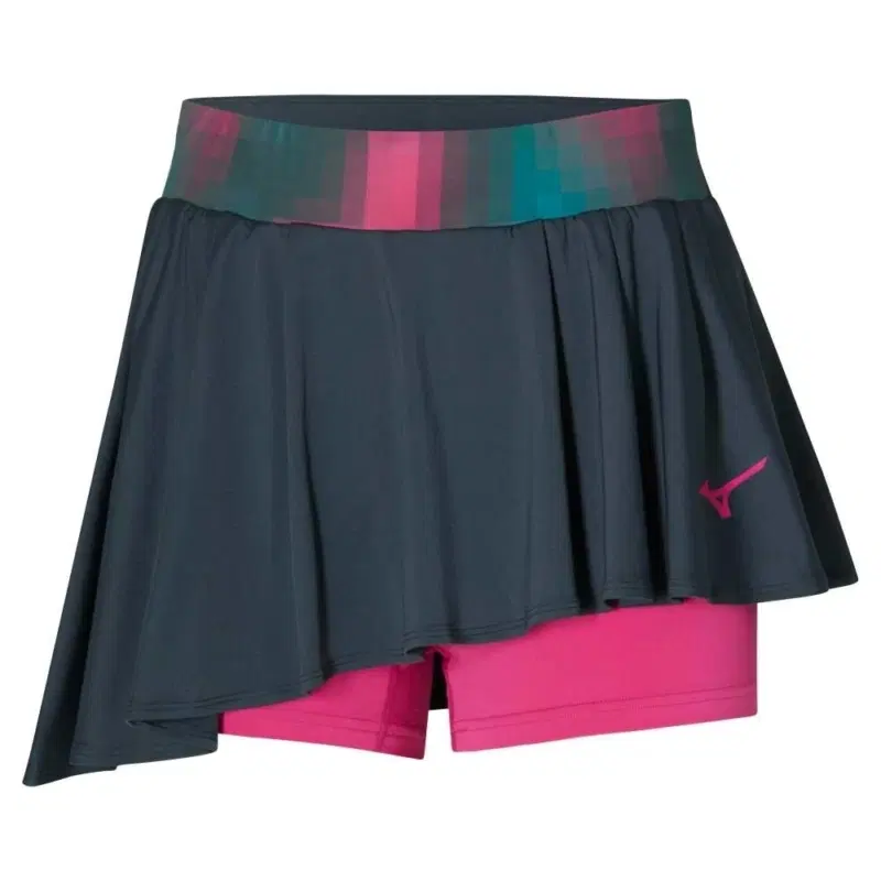 Mizuno FRONTIER FLYING SKIRT (W) Юбка теннисная женская Черный/Розовый