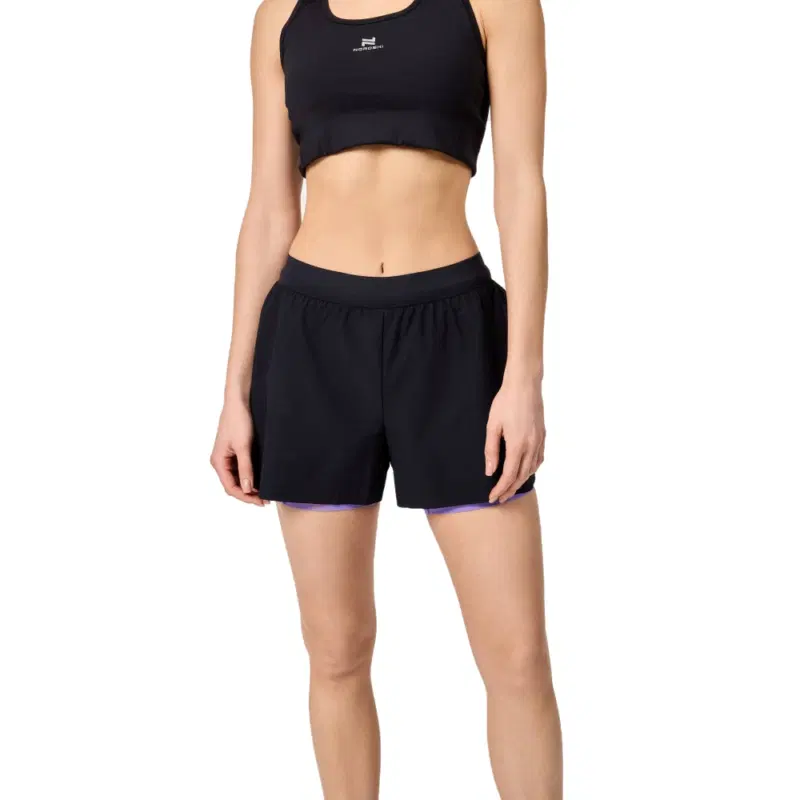 Nordski ROAD (W) BLACK/LAVANDER Шорты беговые 2 в 1 женские Черный/Фиолетовый