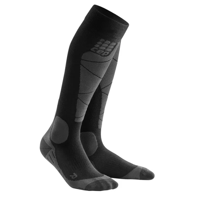 CEP SKI MERINO COMPRESSION SOCKS (W) Компрессионные гольфы с шерстью мериноса для горнолыжного спорта женские Черный/Серый