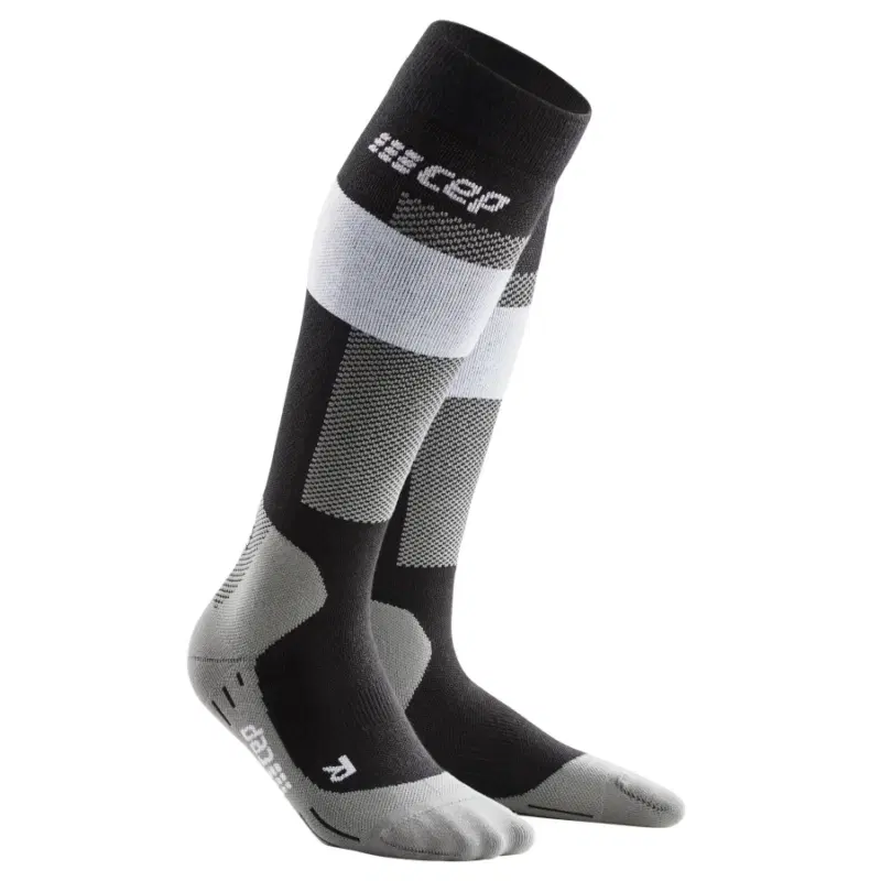 CEP SKI MERINO TALL COMPRESSION SOCKS (W) Компрессионные гольфы с шерстью мериноса для горнолыжного спорта женские Черный/Серый