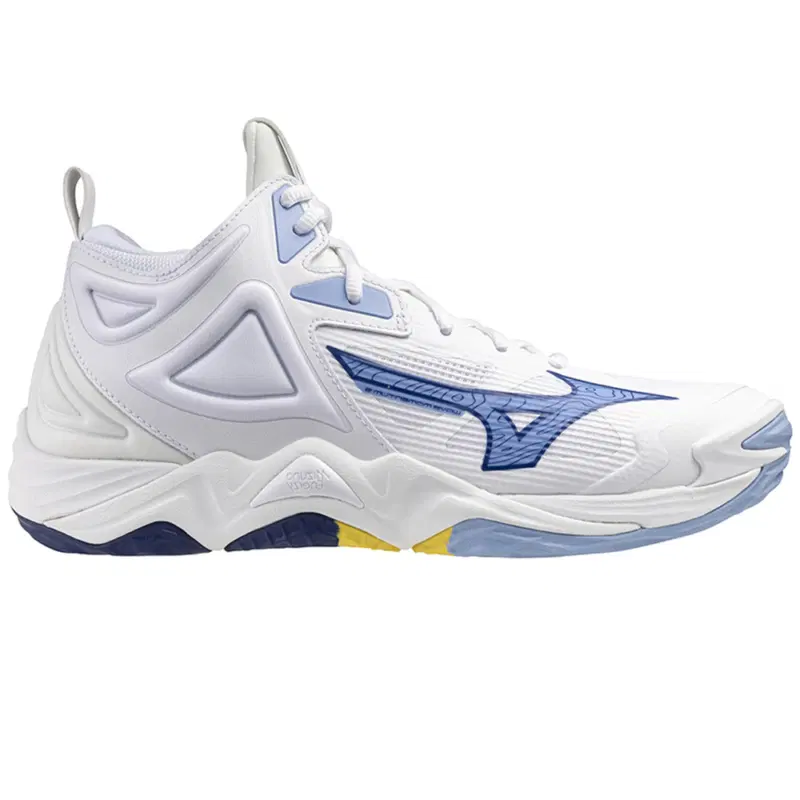 Mizuno WAVE MOMENTUM 3 MID Кроссовки волейбольные Белый/Голубой/Желтый